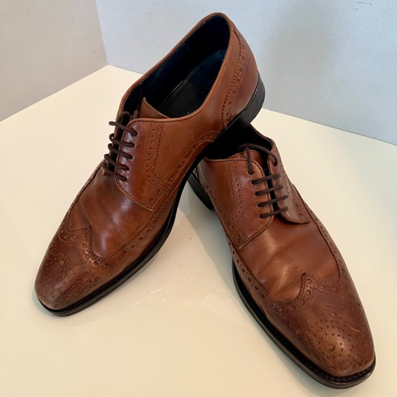 Hugo Boss Men\'s Wingtip Dress Leather Shoes Brown Size 8.5 main image 6